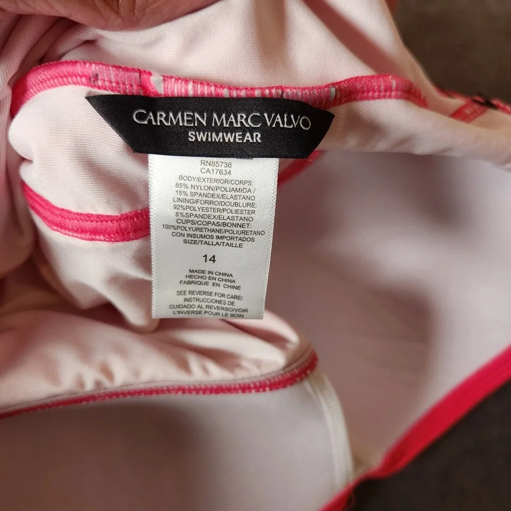 NWT Carmen Marc Valvo Swim Sense One Piece Swimsuit Pink Size 14 C2C466A